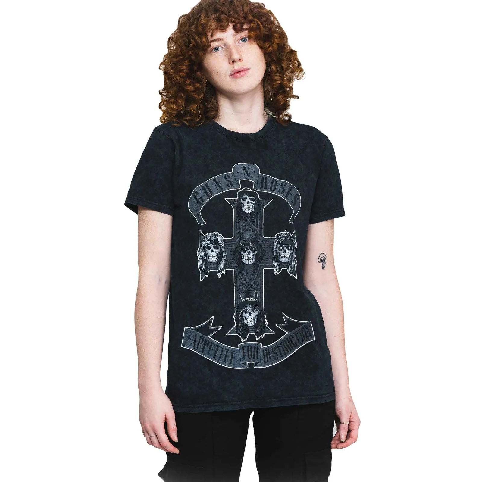 GUNS N ROSES - MONOCHROME CROSS - T-Shirt Black (Wash Collection) sold by Spiral Direct product image thumbnail 2