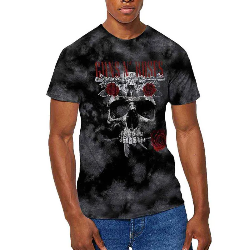GUNS N ROSES - FLOWER SKULL - T-Shirt Grey (Wash Collection) sold by Spiral Direct