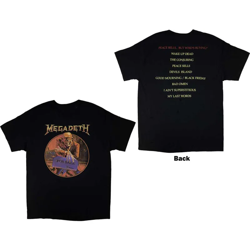 MEGADETH - PEACE SELLS TRACK LIST - T-Shirt Black (Back Print) sold by Spiral Direct