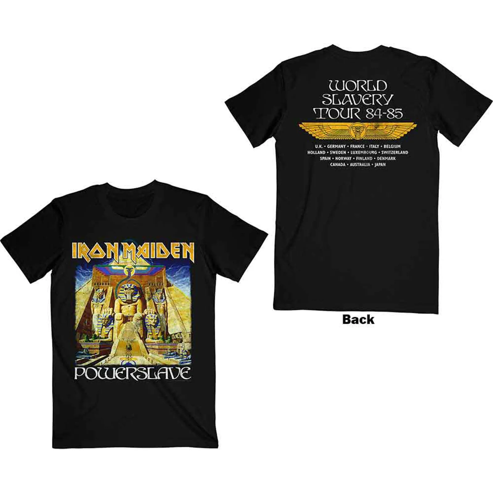 IRON MAIDEN - POWERSLAVE WORLD SLAVERY TOUR - T-Shirt Black (Back Print) sold by Spiral Direct