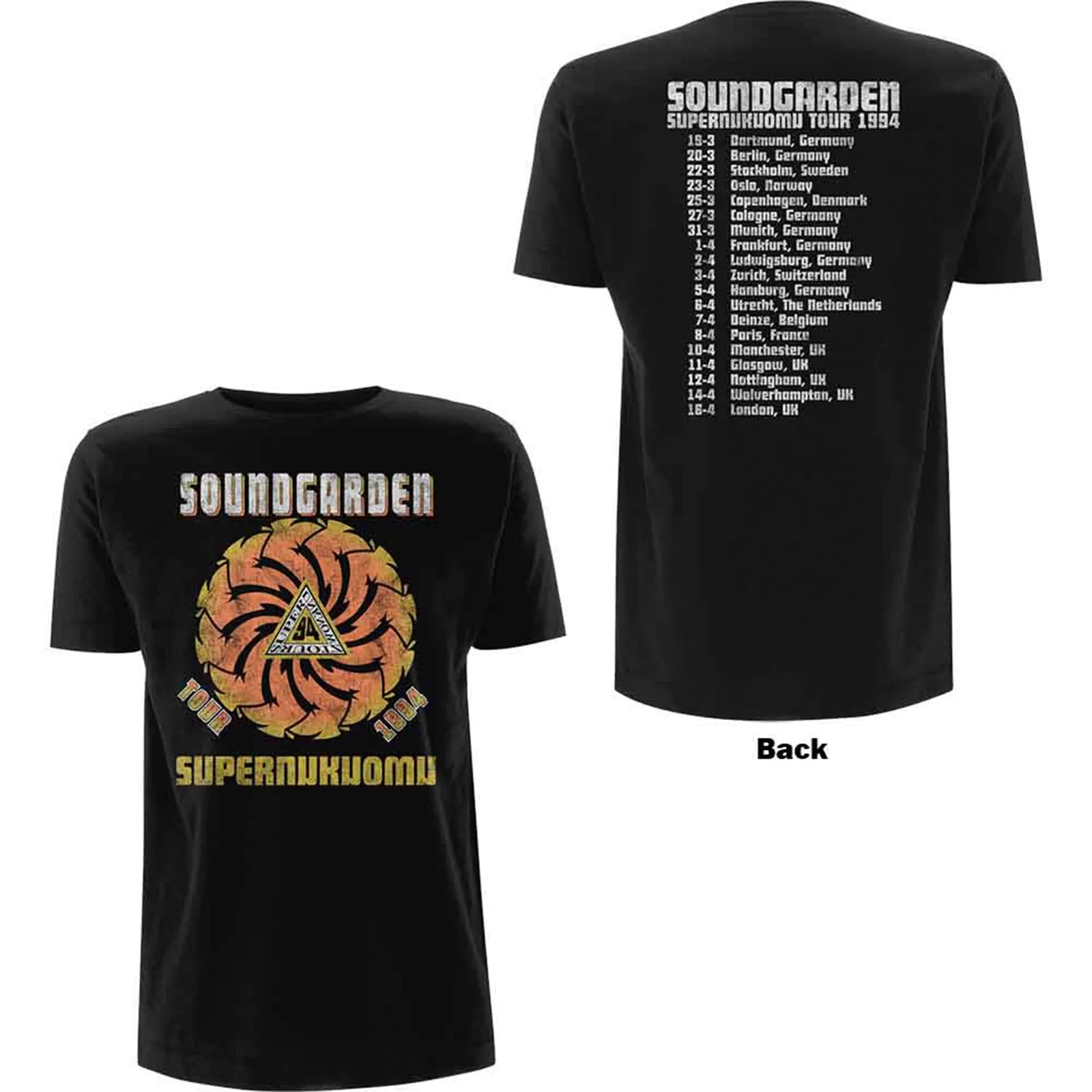 SOUNDGARDEN - SUPERUNKNOWN TOUR '94 - T-Shirt Black (Back Print) sold by Spiral Direct