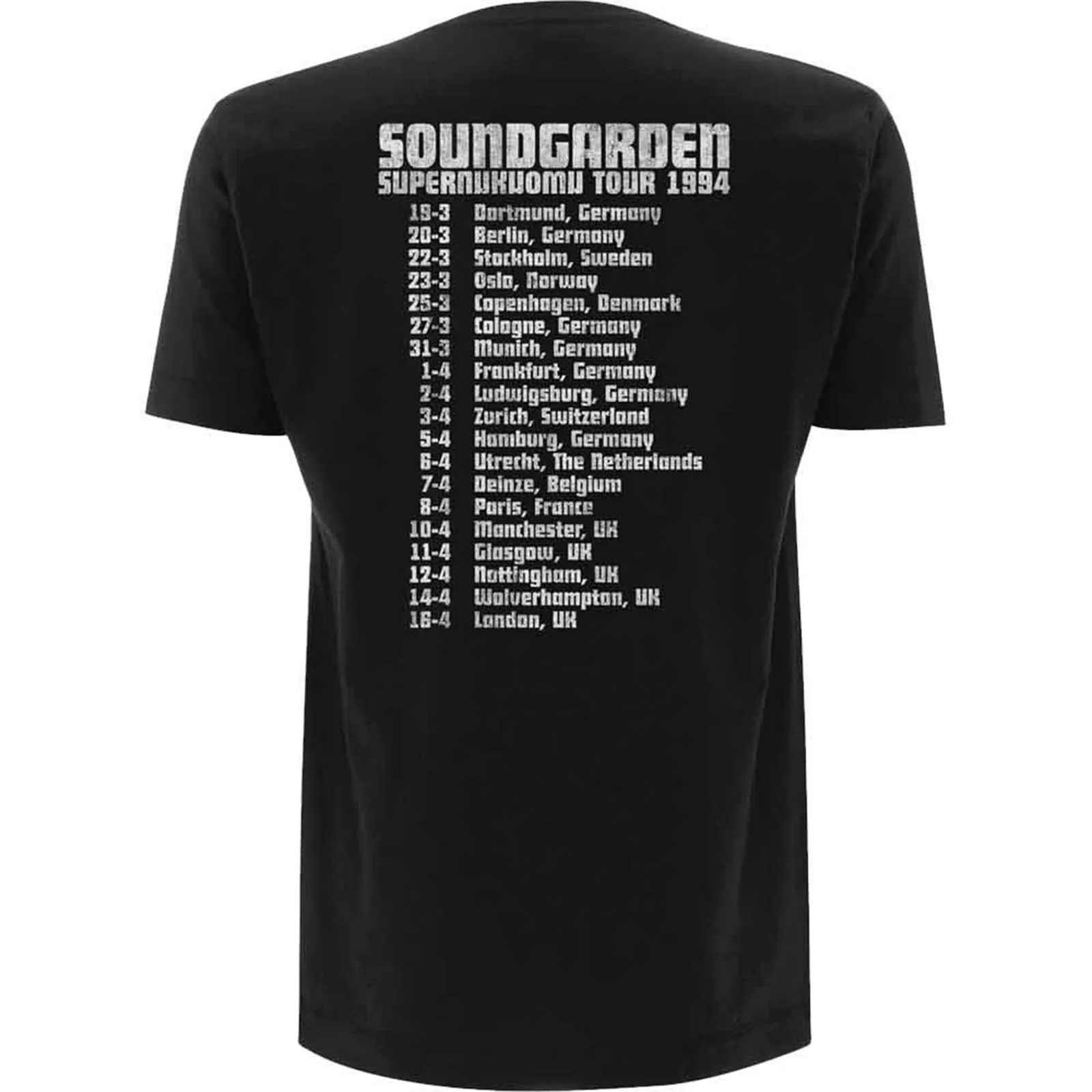 SOUNDGARDEN - SUPERUNKNOWN TOUR '94 - T-Shirt Black (Back Print) sold by Spiral Direct product image thumbnail 2