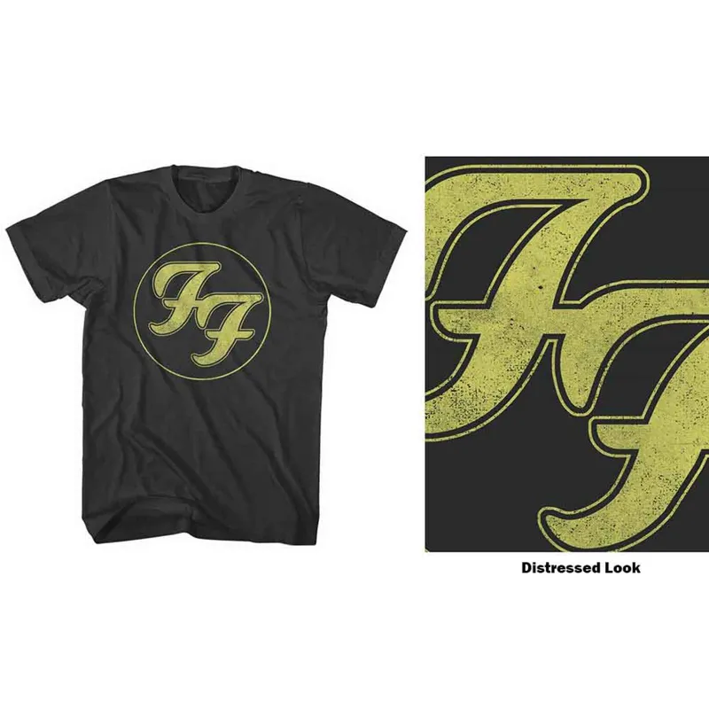 FOO FIGHTERS - DISTRESSED FF LOGO - T-Shirt Black made by Spiral Direct