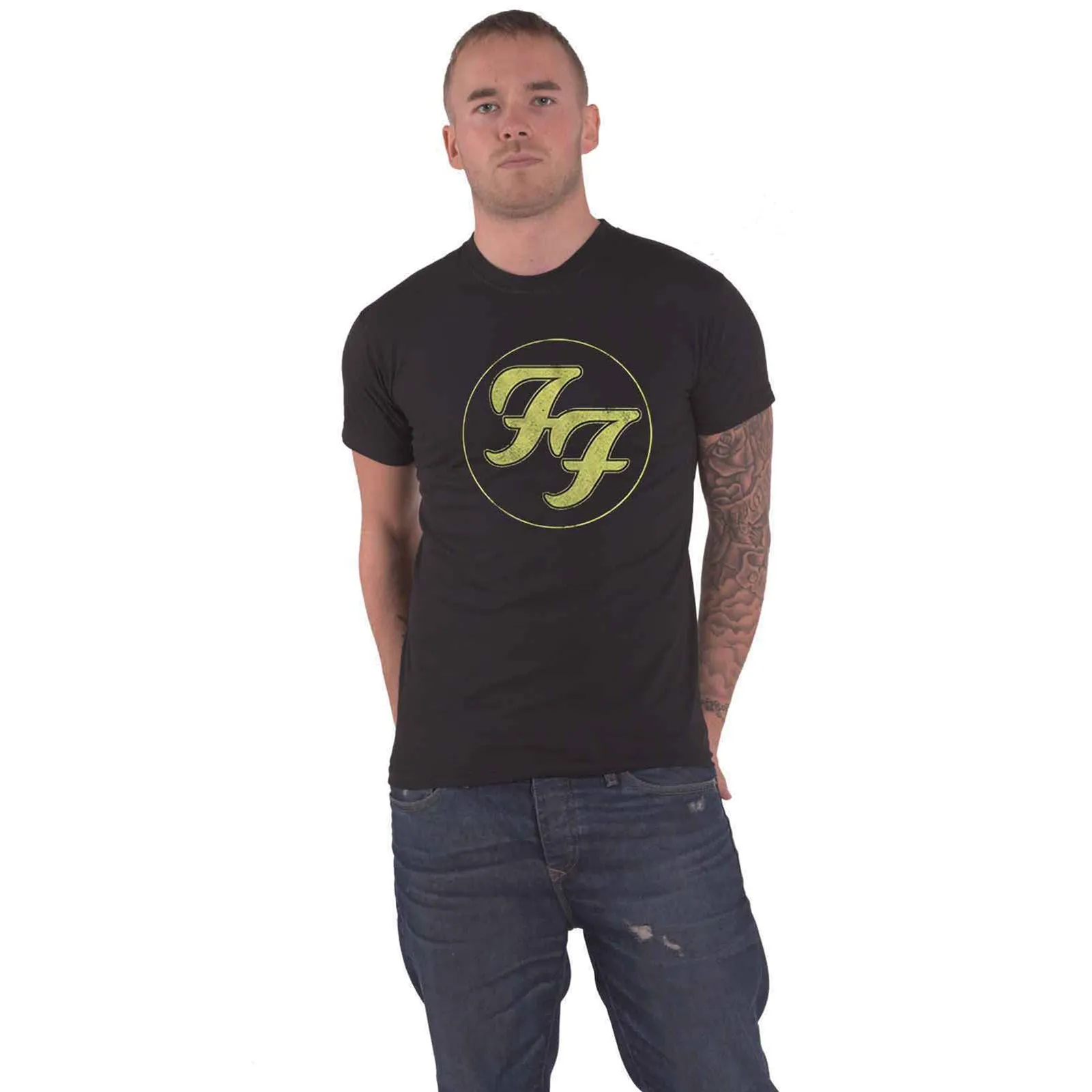 FOO FIGHTERS - DISTRESSED FF LOGO - T-Shirt Black sold by Spiral Direct product image thumbnail 2