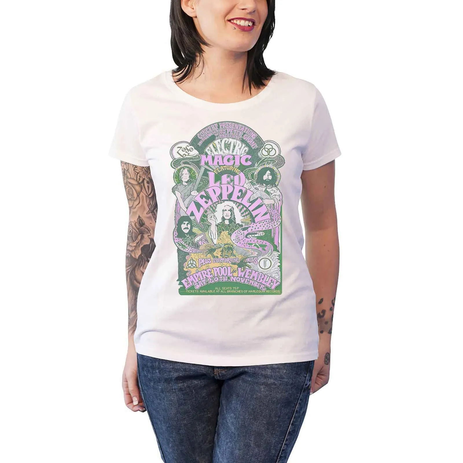 LED ZEPPELIN - ELECTRIC MAGIC - Ladies T-Shirt White sold by Spiral Direct product image thumbnail 2