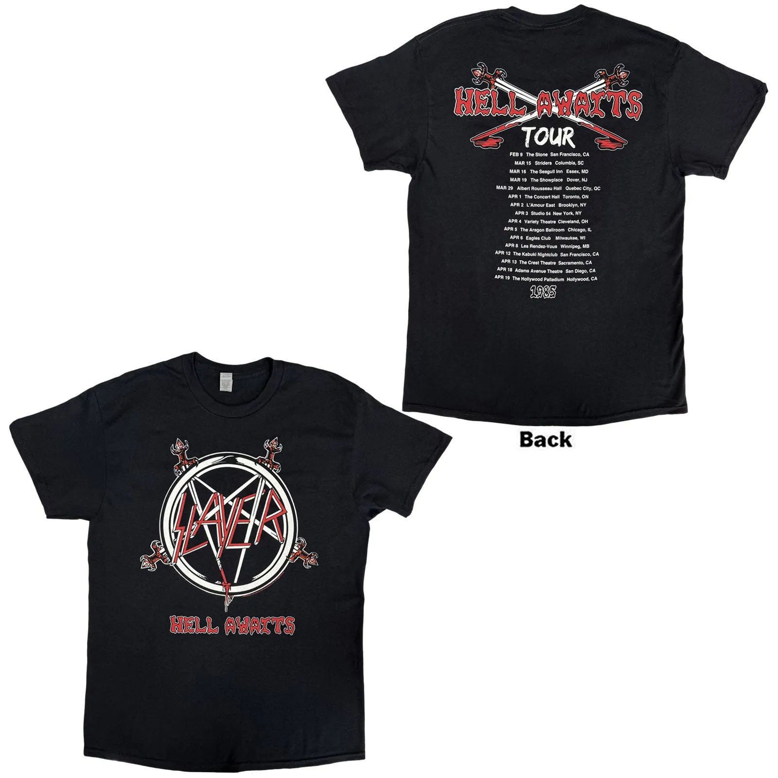 SLAYER - HELL AWAITS TOUR - T-Shirt Black (Back Print) sold by Spiral Direct
