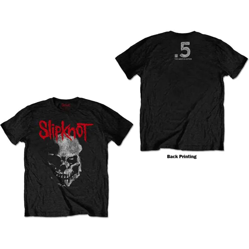 SLIPKNOT - GRAY CHAPTER SKULL - T-Shirt Black (Back Print) sold by Spiral Direct