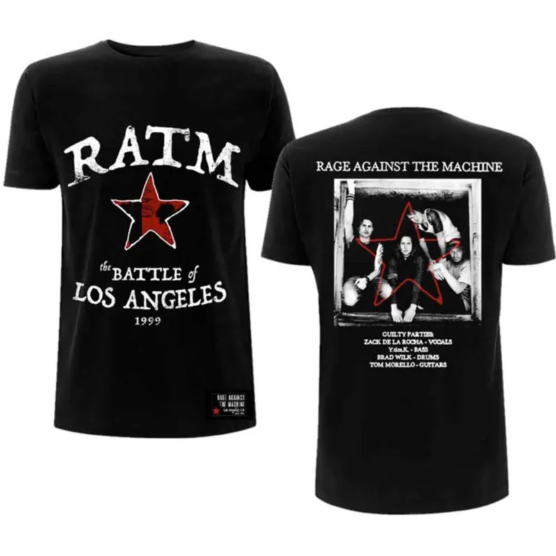 RAGE AGAINST THE MACHINE - BATTLE STAR - T-Shirt Black (Back Print) sold by Spiral Direct