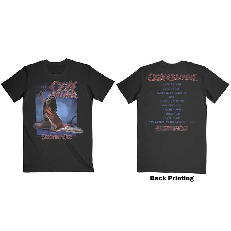 OZZY OSBOURNE - BLIZZARD OF OZZ TRACK LIST - T-Shirt Black (Back Print) sold by Spiral Direct