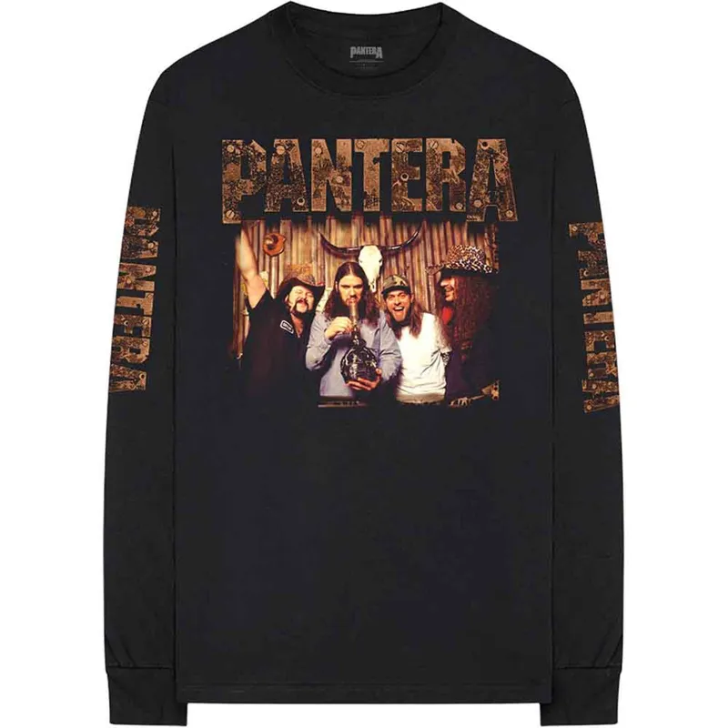 PANTERA - BONG GROUP - Long Sleeve T-Shirt Black (Sleeve Print) made by Spiral Direct