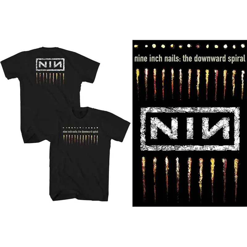 NINE INCH NAILS - DOWNWARD SPIRAL - T-Shirt Black (Back Print) made by Spiral Direct