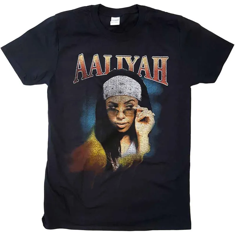 AALIYAH - TRIPPY - T-Shirt Black made by Spiral Direct