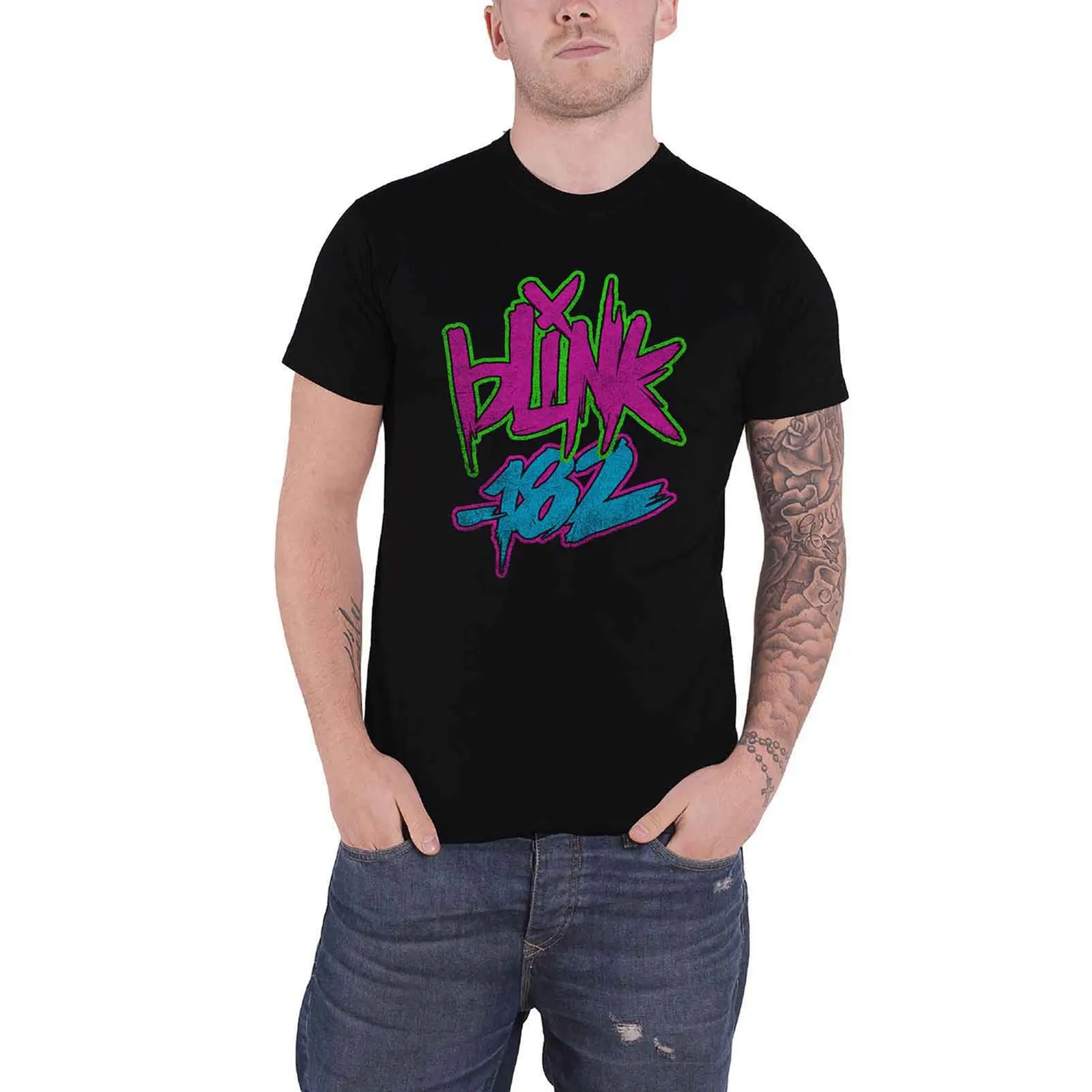 BLINK-182 - NEON LOGO - T-Shirt Black sold by Spiral Direct product image thumbnail 2