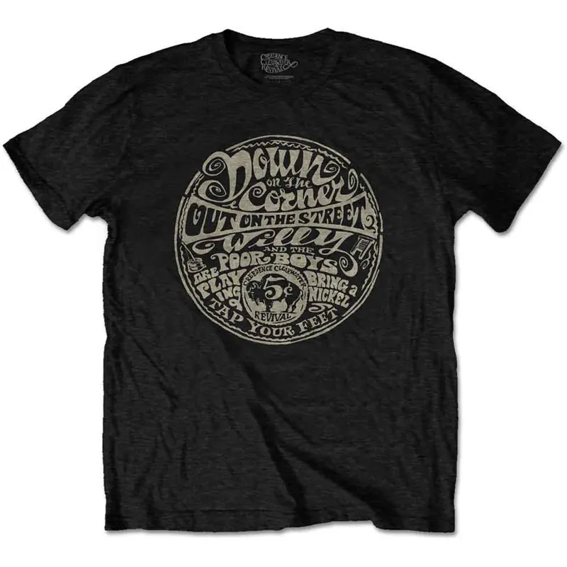CREEDENCE CLEARWATER REVIVAL - DOWN ON THE CORNER - T-Shirt Black sold by Spiral Direct