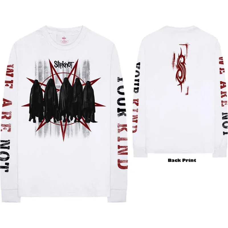 SLIPKNOT - SHROUDED GROUP - Long Sleeve T-Shirt White (Back & Sleeve Print) sold by Spiral Direct