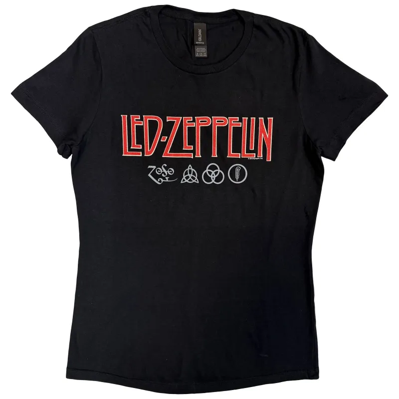 LED ZEPPELIN - LOGO & SYMBOLS - Ladies T-Shirt Black sold by Spiral Direct