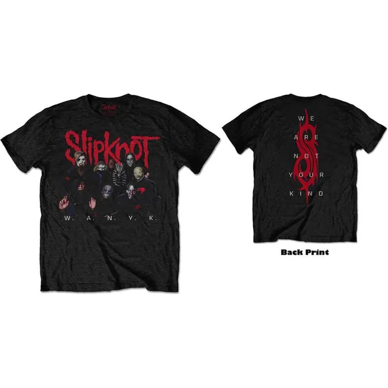 SLIPKNOT - WANYK LOGO - T-Shirt Black (Back Print) made by Spiral Direct