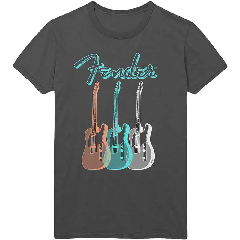 FENDER - TRIPLE GUITAR - T-Shirt Grey sold by Spiral Direct
