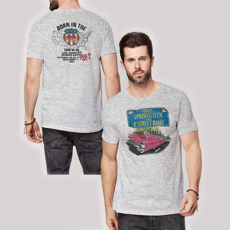 BRUCE SPRINGSTEEN - PINK CADILLAC - T-Shirt Grey (Back Print) sold by Spiral Direct