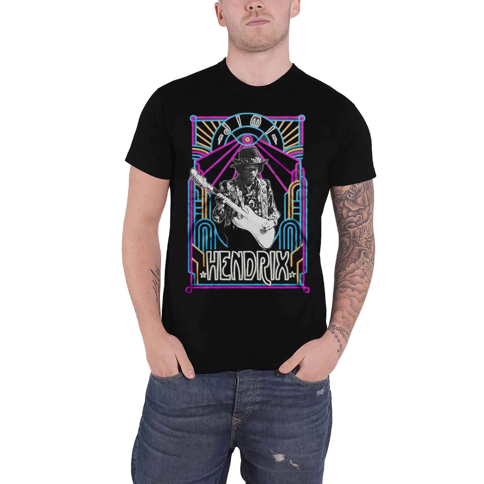 JIMI HENDRIX - ELECTRIC LADYLAND NEON - T-Shirt Black sold by Spiral Direct product image thumbnail 2