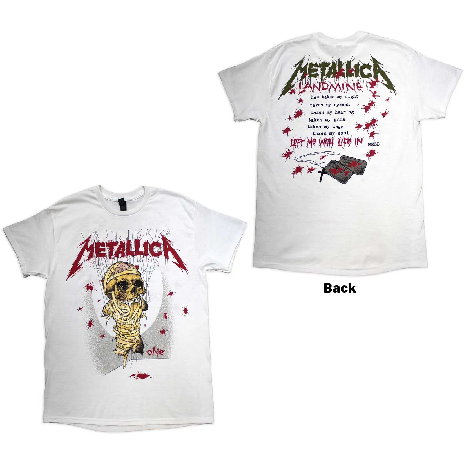 METALLICA - ONE LANDMINE - T-Shirt White (Back Print) sold by Spiral Direct