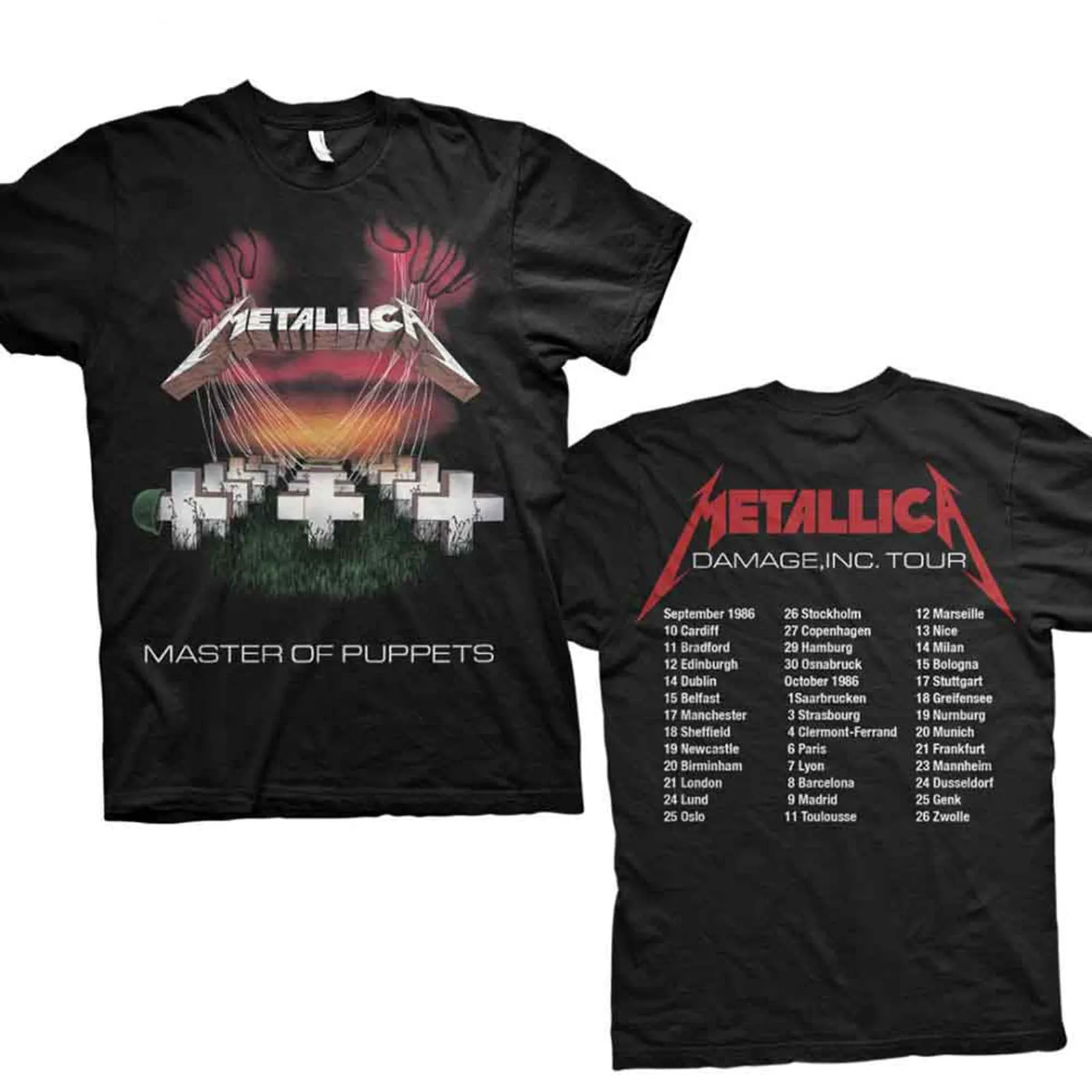 METALLICA - MASTER OF PUPPETS EUROPEAN TOUR '86. - T-Shirt Black (Back Print) sold by Spiral Direct product image thumbnail 2