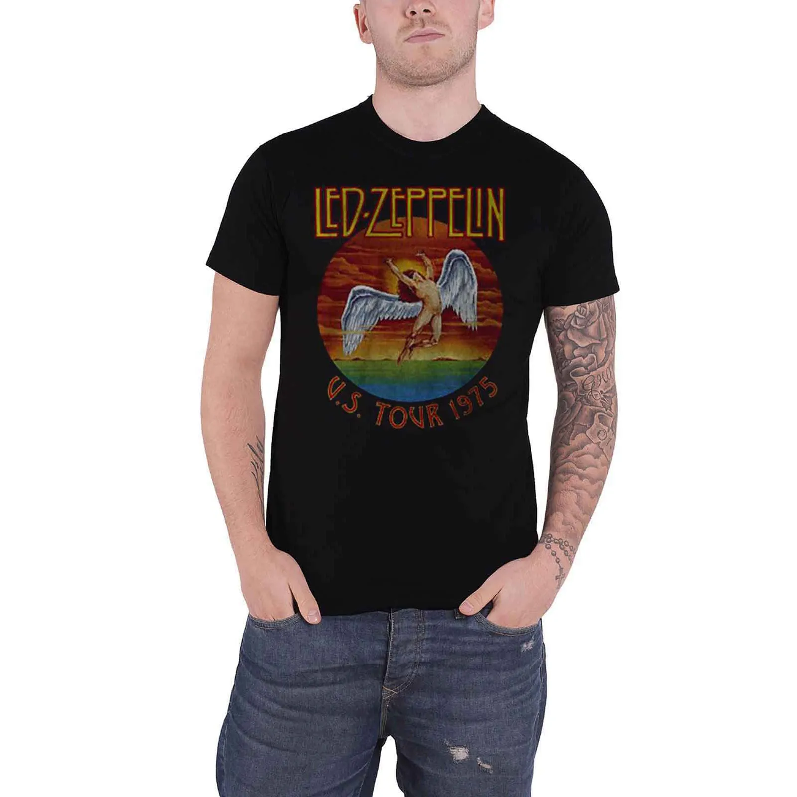 LED ZEPPELIN - USA TOUR '75. - T-Shirt Black sold by Spiral Direct product image thumbnail 2