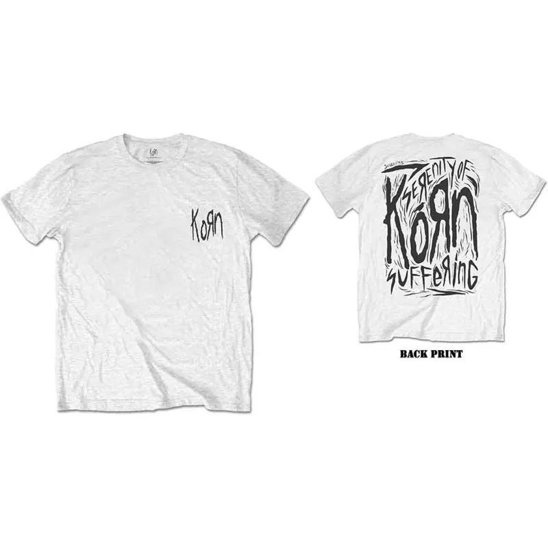 KORN - SCRATCHED TYPE - T-Shirt White (Back Print) sold by Spiral Direct