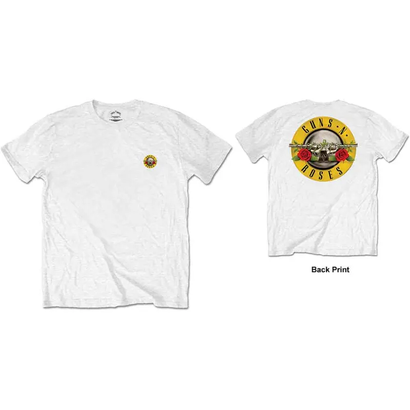 GUNS N ROSES - CLASSIC LOGO - Retail Pack T-Shirt White (Back Print) sold by Spiral Direct