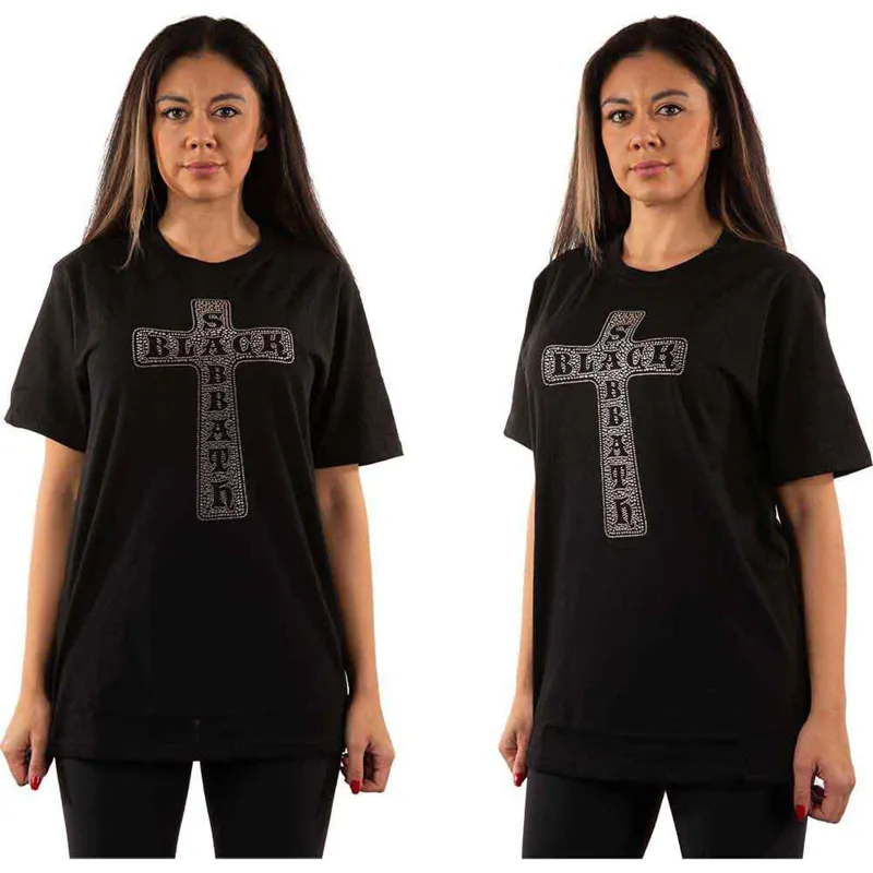 BLACK SABBATH - CROSS - T-Shirt Black (Embellished) made by Spiral Direct