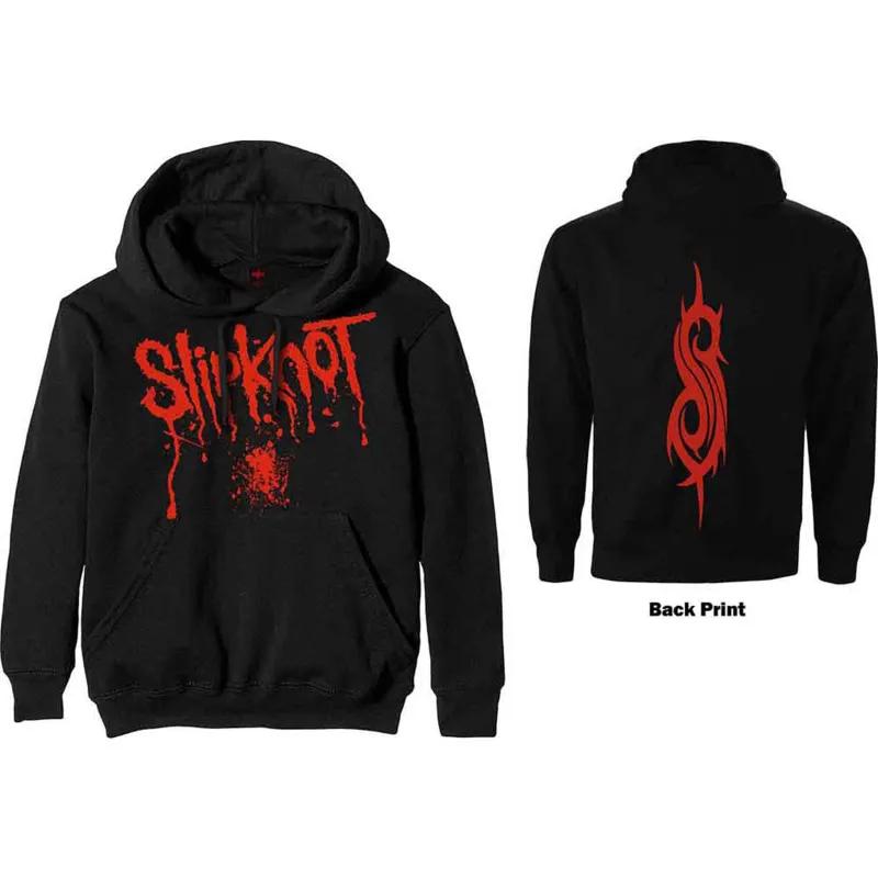 SLIPKNOT - SPLATTER - Pullover Hoodie Black (Back Print) made by Spiral Direct