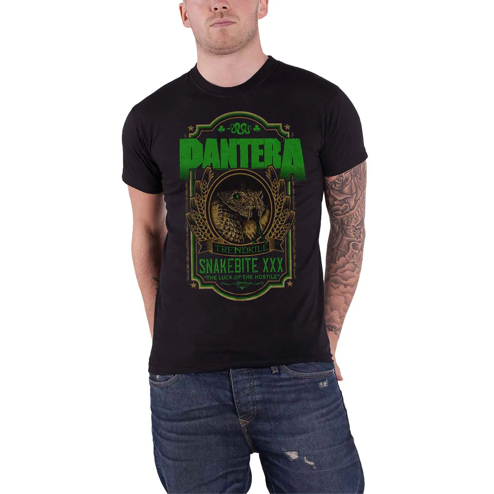 PANTERA - SNAKEBITE XXX LABEL - T-Shirt Black sold by Spiral Direct product image thumbnail 2