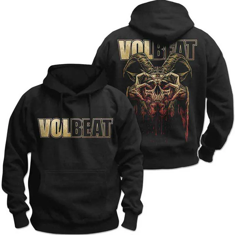 VOLBEAT - BLEEDING CROWN SKULL - Pullover Hoodie Black (Back Print) made by Spiral Direct
