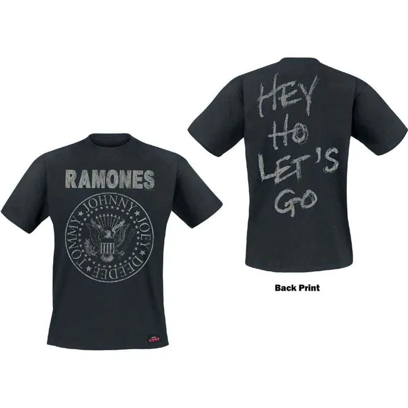 RAMONES - SEAL HEY HO - T-Shirt Black (Back Print) made by Spiral Direct