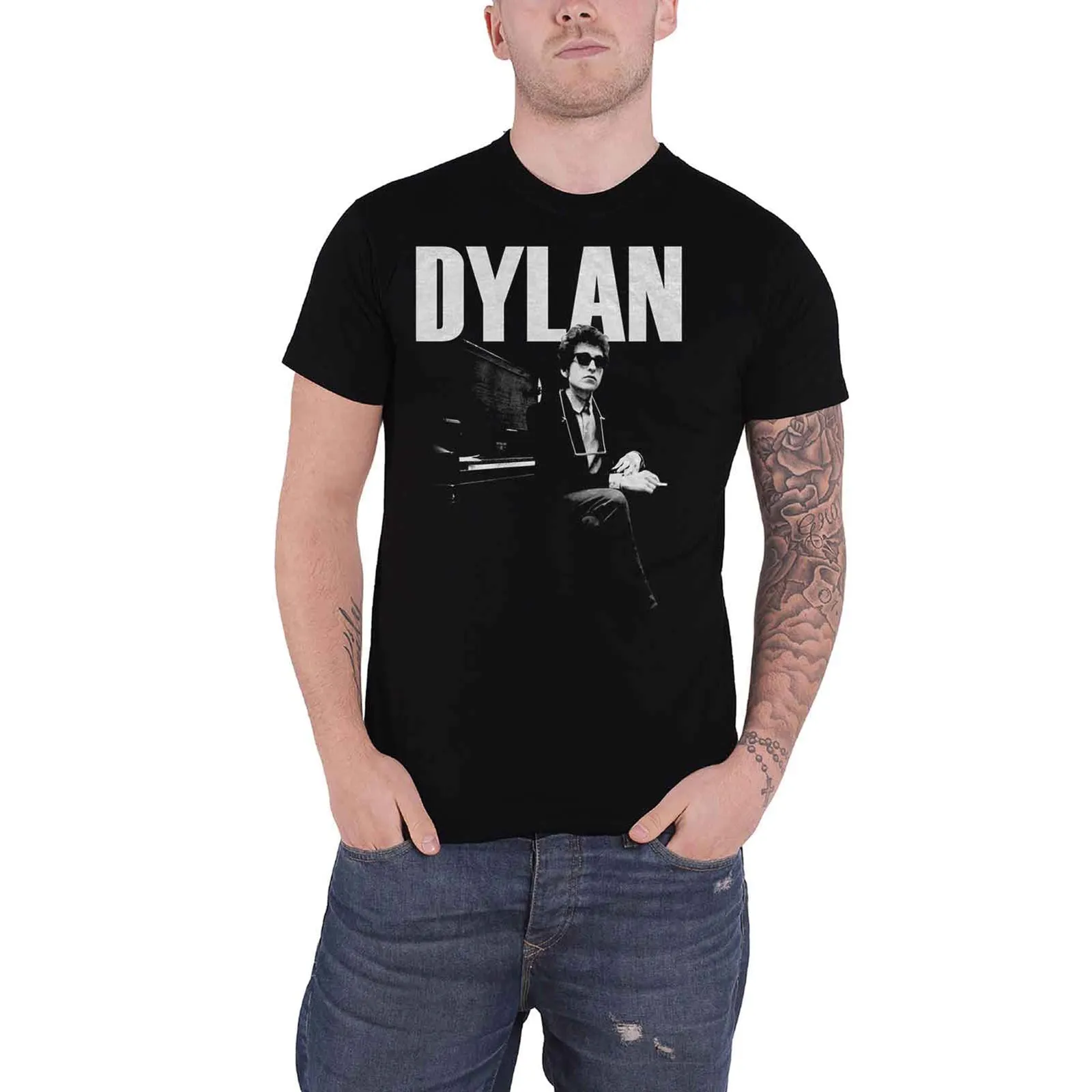 BOB DYLAN - AT PIANO - T-Shirt Black sold by Spiral Direct product image thumbnail 2