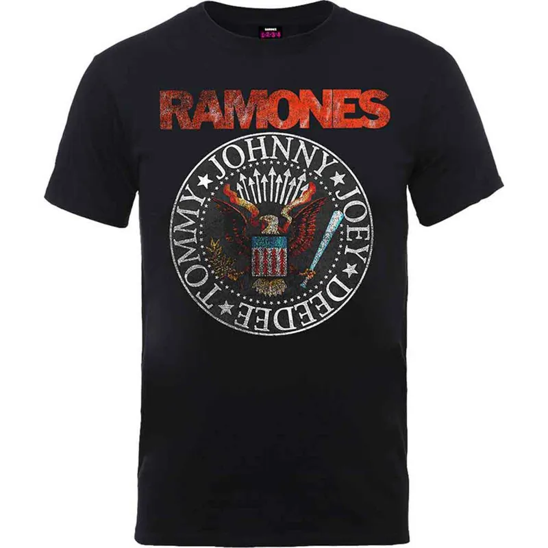 RAMONES - VINTAGE EAGLE SEAL - T-Shirt Black made by Spiral Direct