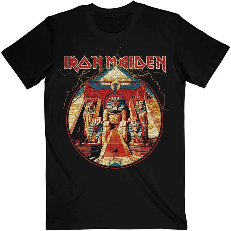 IRON MAIDEN - POWERSLAVE LIGHTNING CIRCLE - T-Shirt Black made by Spiral Direct