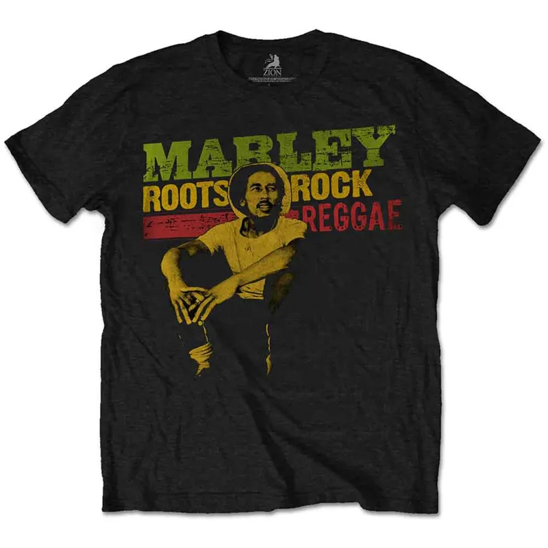 BOB MARLEY - ROOTS, ROCK, REGGAE - T-Shirt Black sold by Spiral Direct