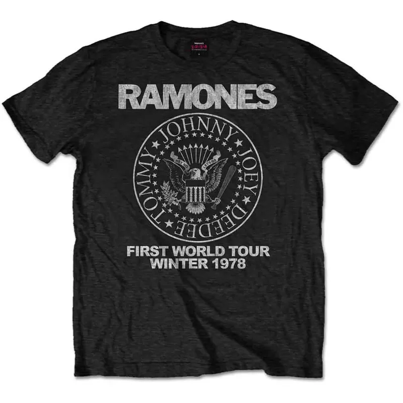RAMONES - FIRST WORLD TOUR 1978 - T-Shirt Black made by Spiral Direct