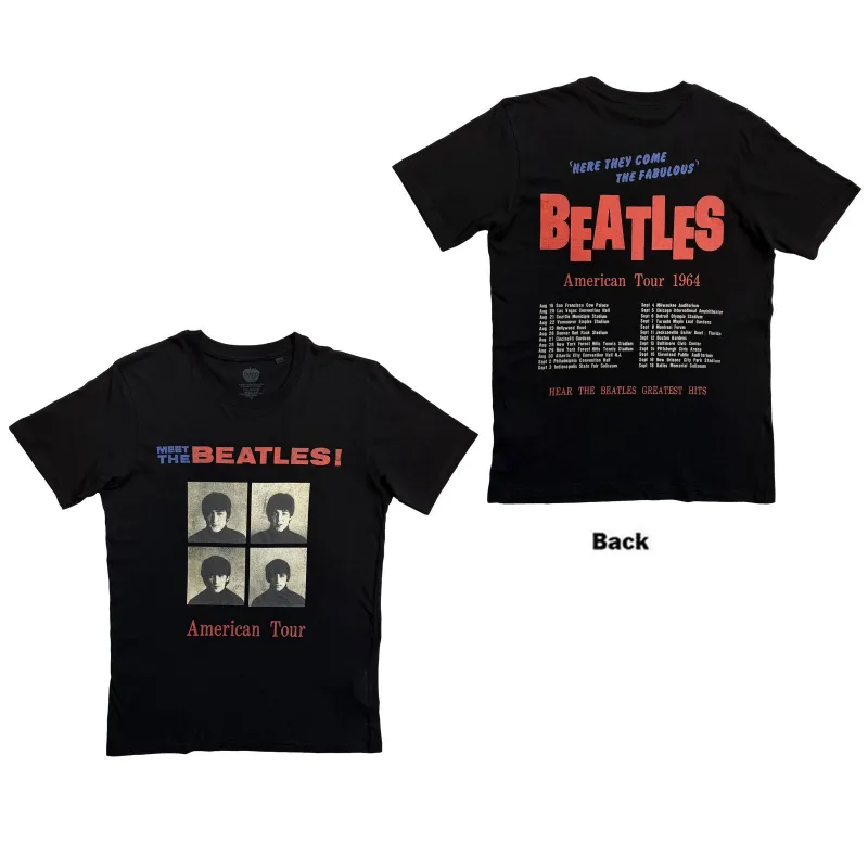 BEATLES, THE - AMERICAN TOUR 1964 - T-Shirt Black (Back Print) sold by Spiral Direct