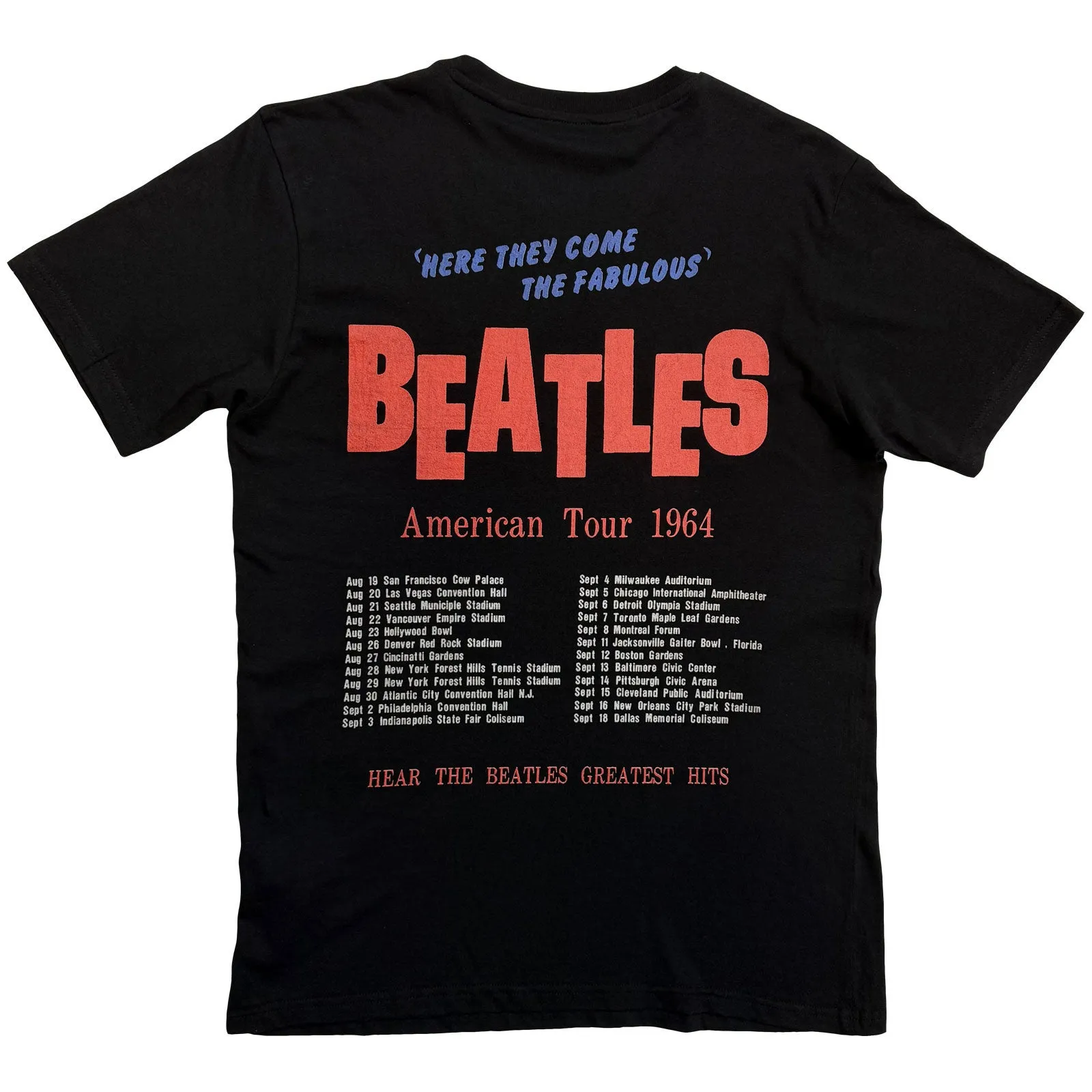 BEATLES, THE - AMERICAN TOUR 1964 - T-Shirt Black (Back Print) sold by Spiral Direct product image thumbnail 2