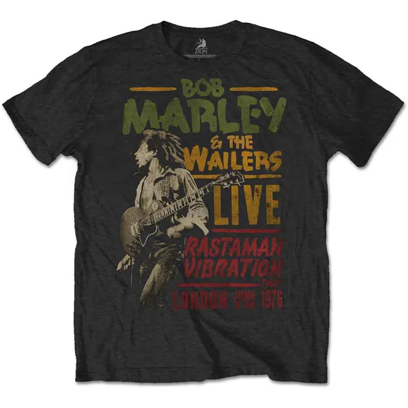 BOB MARLEY - RASTAMAN VIBRATION TOUR 1976 - T-Shirt Black sold by Spiral Direct