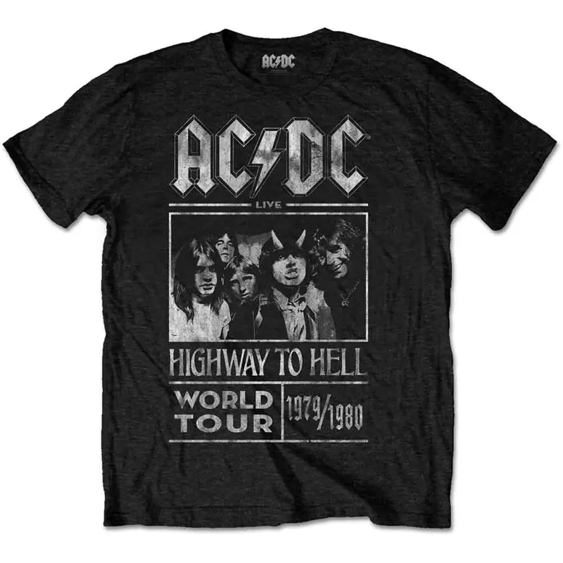 AC/DC - HIGHWAY TO HELL WORLD TOUR 1979/1980 - T-Shirt Black made by Spiral Direct