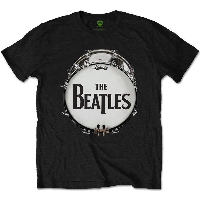THE BEATLES - ORIGINAL DRUM SKIN - T-Shirt Black made by Spiral Direct