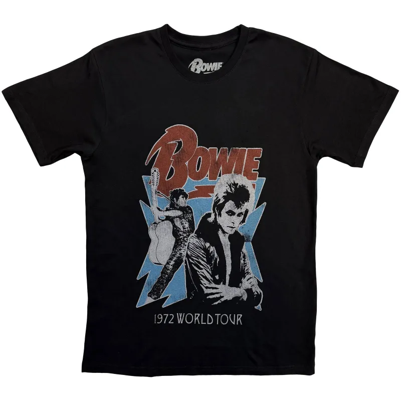 DAVID BOWIE - 1972 WORLD TOUR - T-Shirt Black made by Spiral Direct