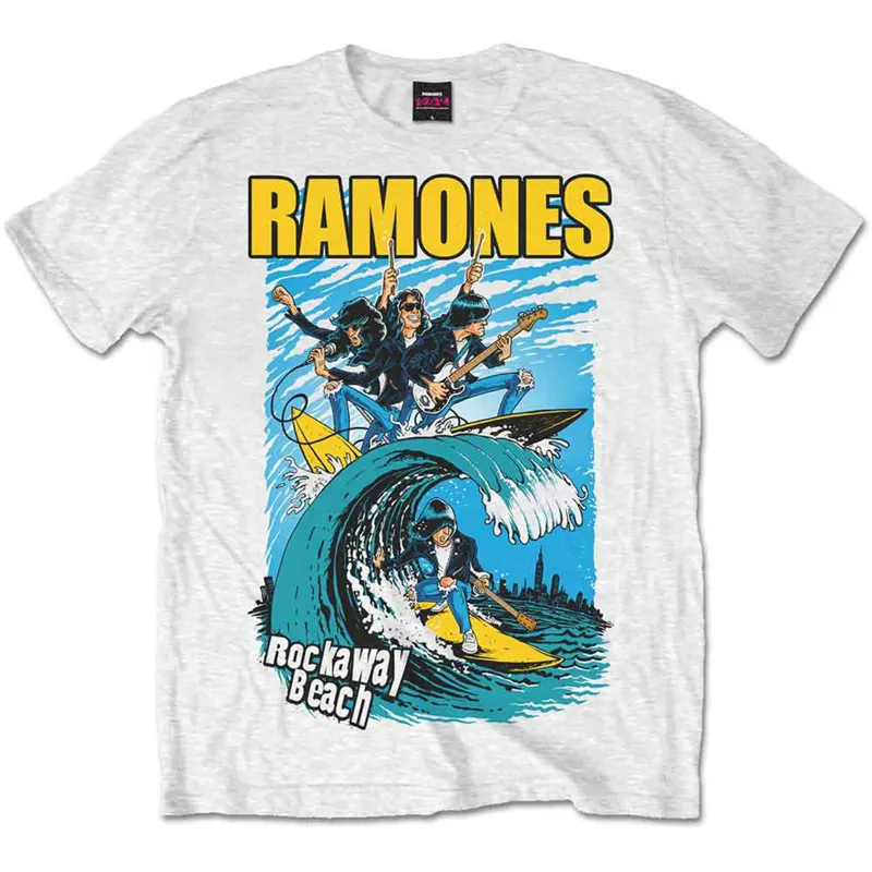 RAMONES - ROCKAWAY BEACH - T-Shirt White made by Spiral Direct