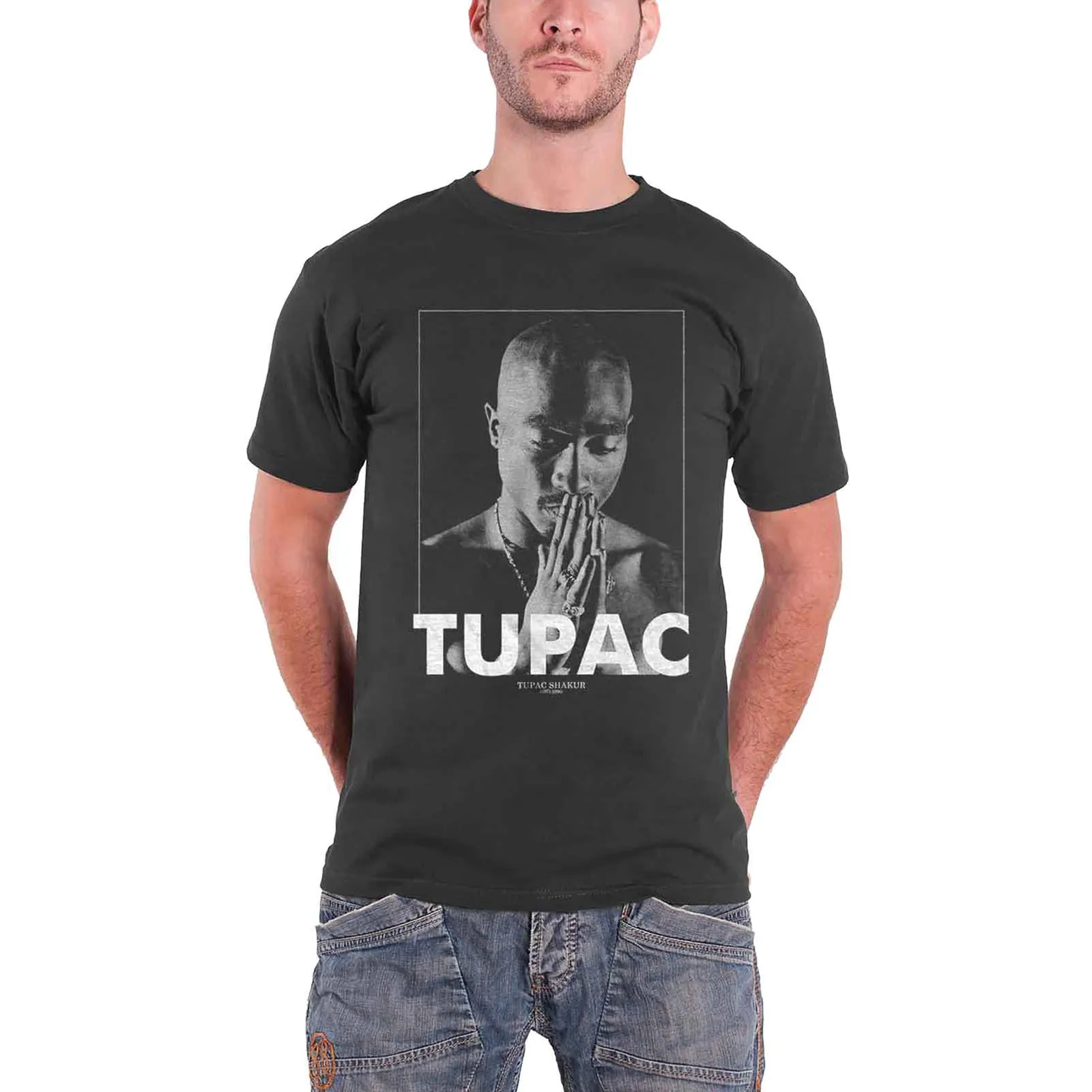 TUPAC - PRAYING - T-Shirt Grey sold by Spiral Direct product image thumbnail 2
