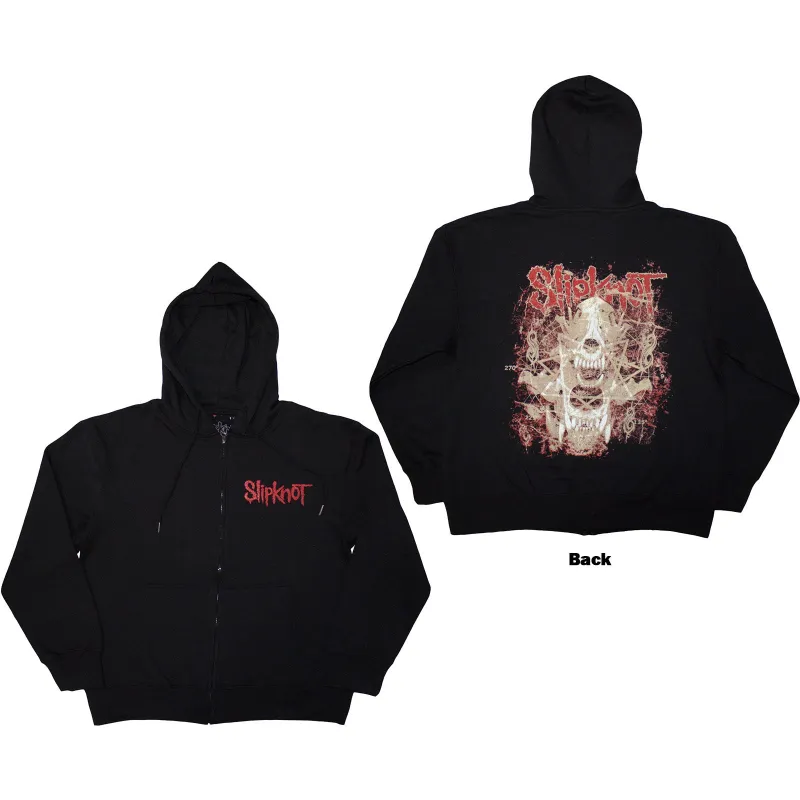 SLIPKNOT - SKULL TEETH - Zipped Hoodie Black (Back Print) made by Spiral Direct