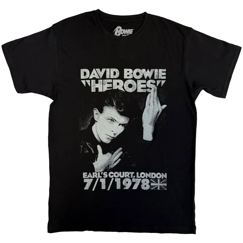 DAVID BOWIE - HEROES EARLS COURT - T-Shirt Black made by Spiral Direct