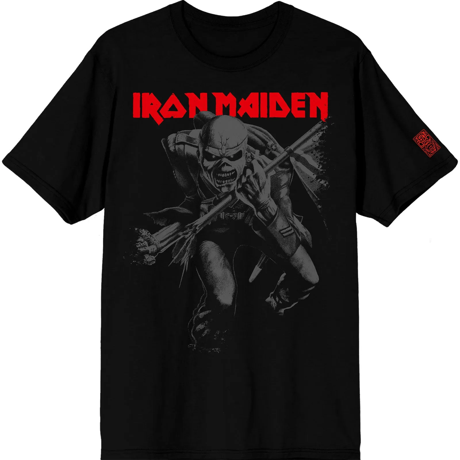 IRON MAIDEN - 50 TROOPER CROP GREY - T-Shirt Black (Sleeve Print) sold by Spiral Direct